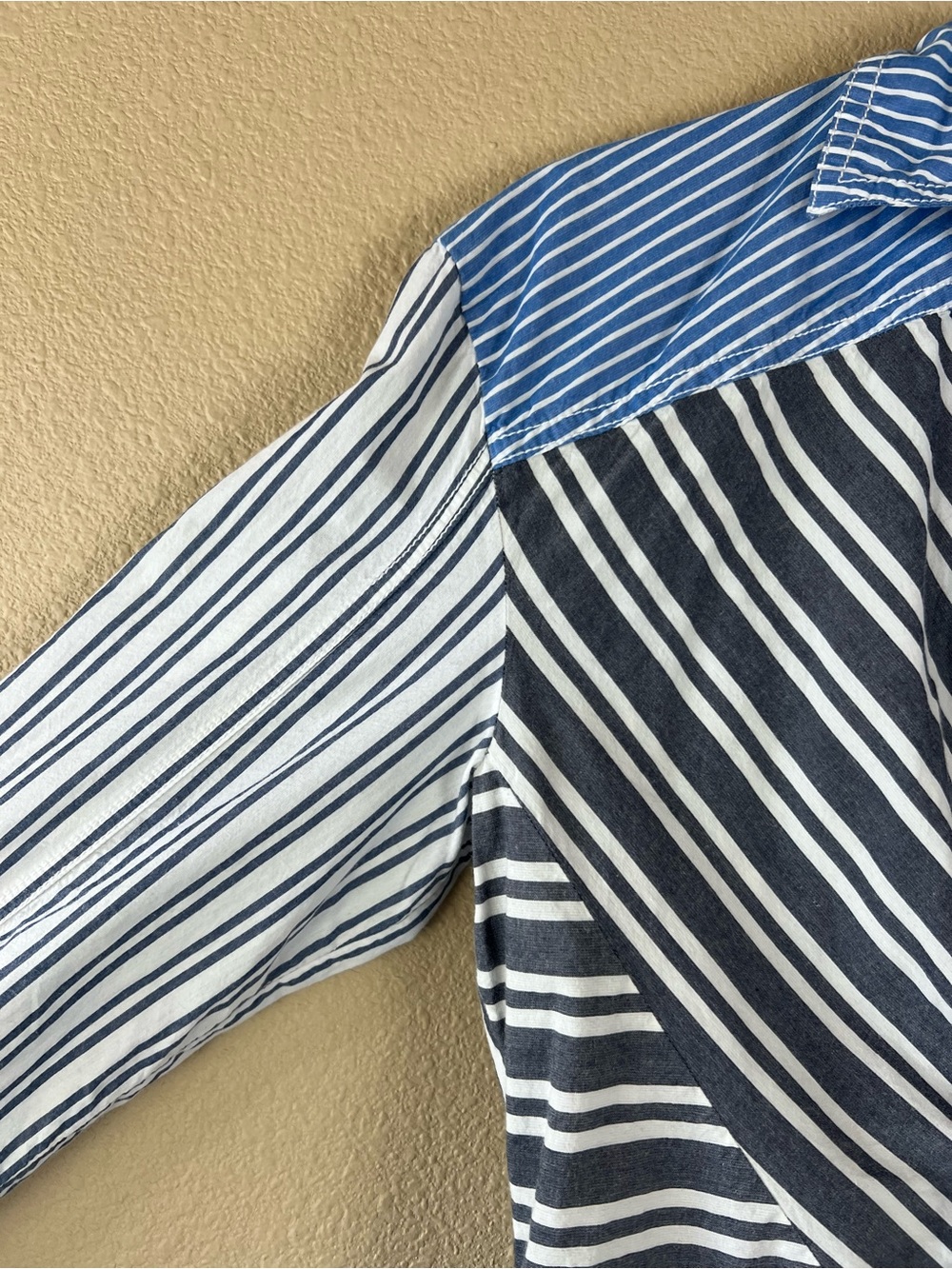 Pilcro Reworked Mixed Stripe Buttondown Shirt - Picture 8 of 12